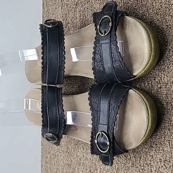 Alegria Bob Black Leather Strappy Healed Sandals sz 41 - Picture 5 of 12